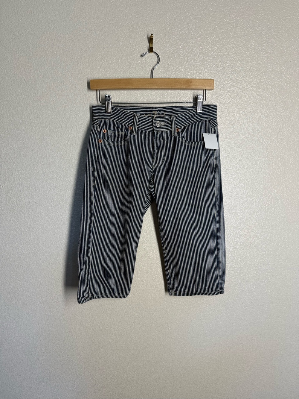 7 For All Mankind Black & White Striped Relaxed Women's Shorts